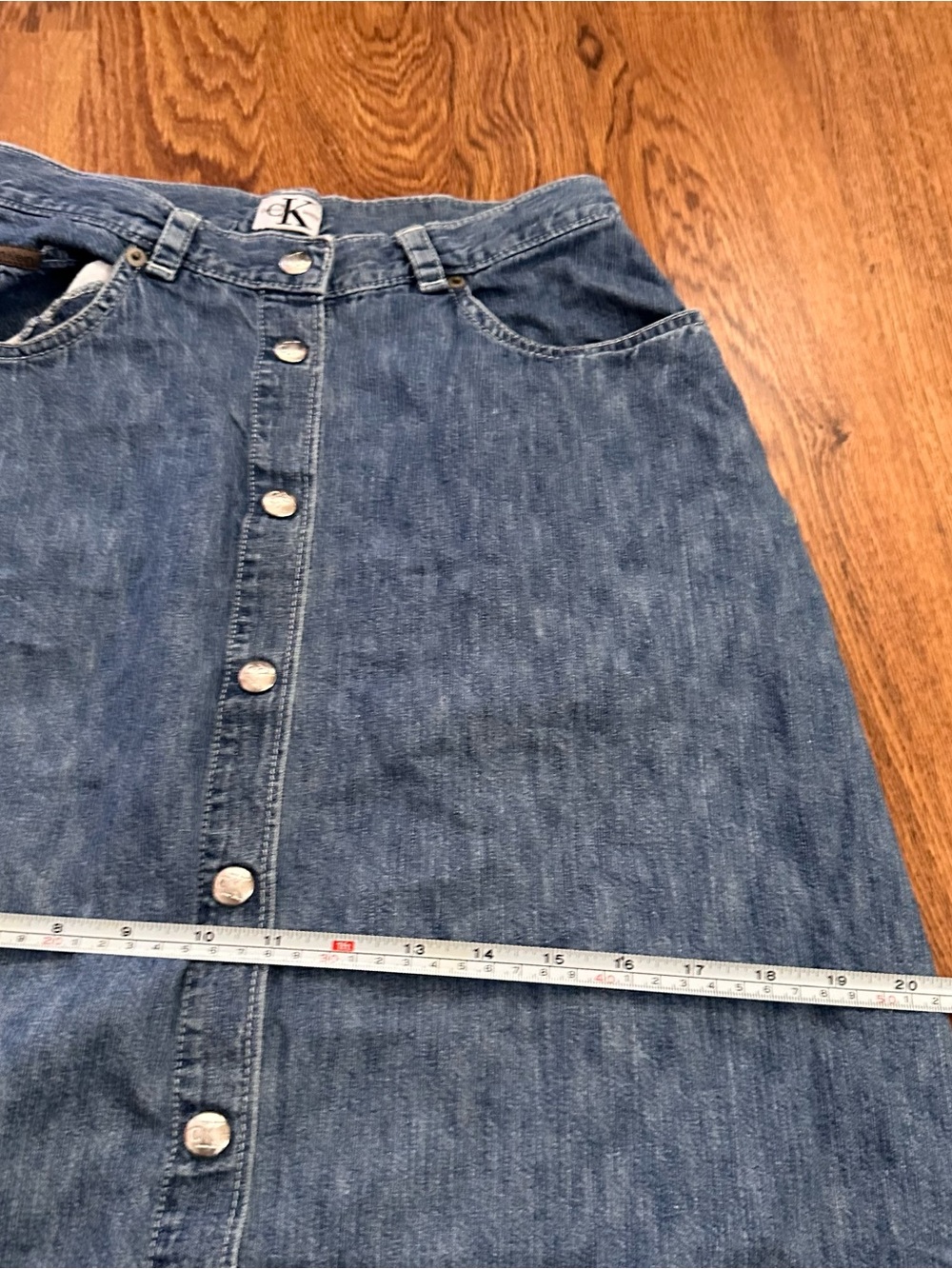 Calvin Klein Button-Front Denim Skirt Medium Blue vintage modest 5/6 cotton - Picture 10 of 12